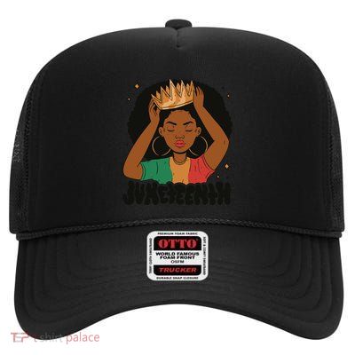 Juneteenth Queen Female High Crown Mesh Back Trucker Hat