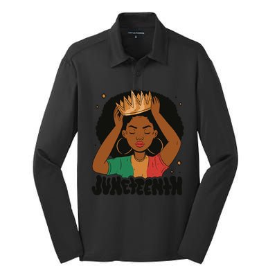 Juneteenth Queen Female Silk Touch Performance Long Sleeve Polo