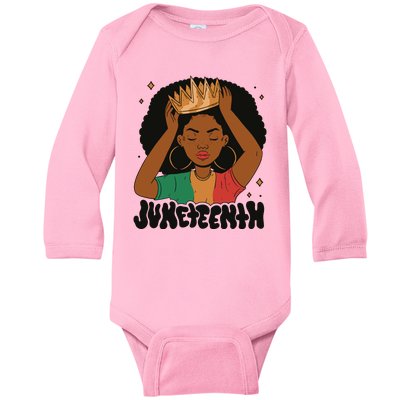 Juneteenth Queen Female Baby Long Sleeve Bodysuit