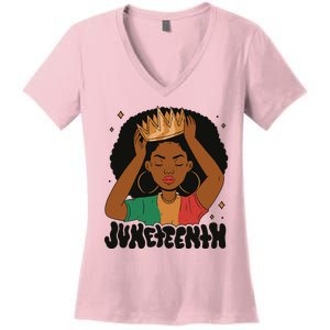 Juneteenth Queen Female Women's V-Neck T-Shirt