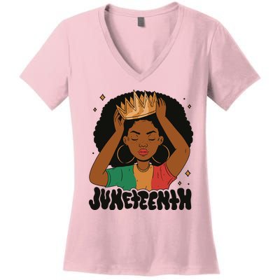 Juneteenth Queen Female Women's V-Neck T-Shirt