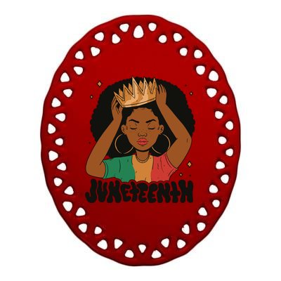 Juneteenth Queen Female Ceramic Oval Ornament