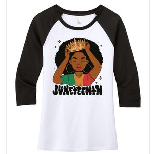 Juneteenth Queen Female Women's Tri-Blend 3/4-Sleeve Raglan Shirt