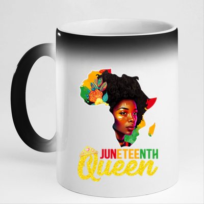 Juneteenth Queen Melanin Cute Black Magic Gift 11oz Black Color Changing Mug