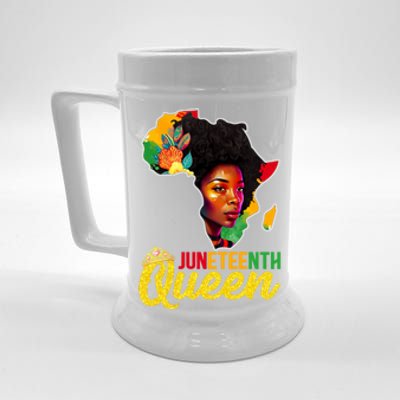 Juneteenth Queen Melanin Cute Black Magic Gift Beer Stein