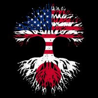 Japanese Roots American Grown Tree USA Flag Funny Japan Flag Bucket Hat
