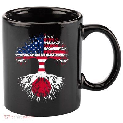 Japanese Roots American Grown Tree USA Flag Funny Japan Flag 11oz C Handle Ceramic Mug