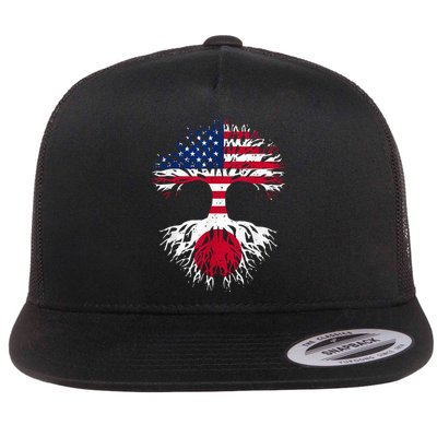Japanese Roots American Grown Tree USA Flag Funny Japan Flag Flatbill Hat
