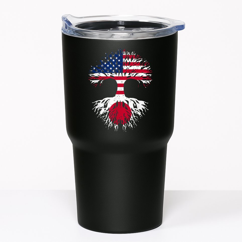 Japanese Roots American Grown Tree USA Flag Funny Japan Flag Tumbler