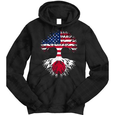 Japanese Roots American Grown Tree USA Flag Funny Japan Flag Tie Dye Hoodie