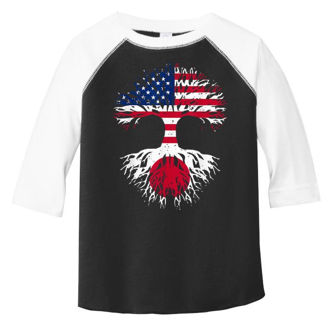 Japanese Roots American Grown Tree USA Flag Funny Japan Flag Toddler Fine Jersey T-Shirt