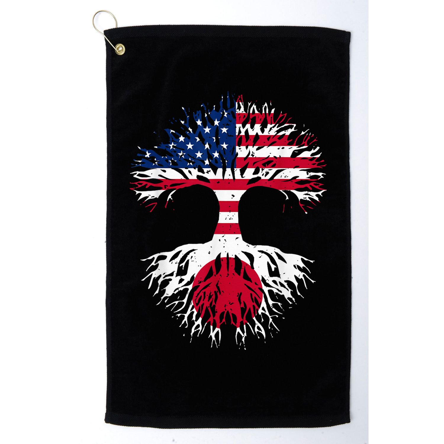 Japanese Roots American Grown Tree USA Flag Funny Japan Flag Golf Towel