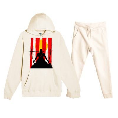 Japanese Retro Art Zoro Anime Premium Hooded Sweatsuit Set