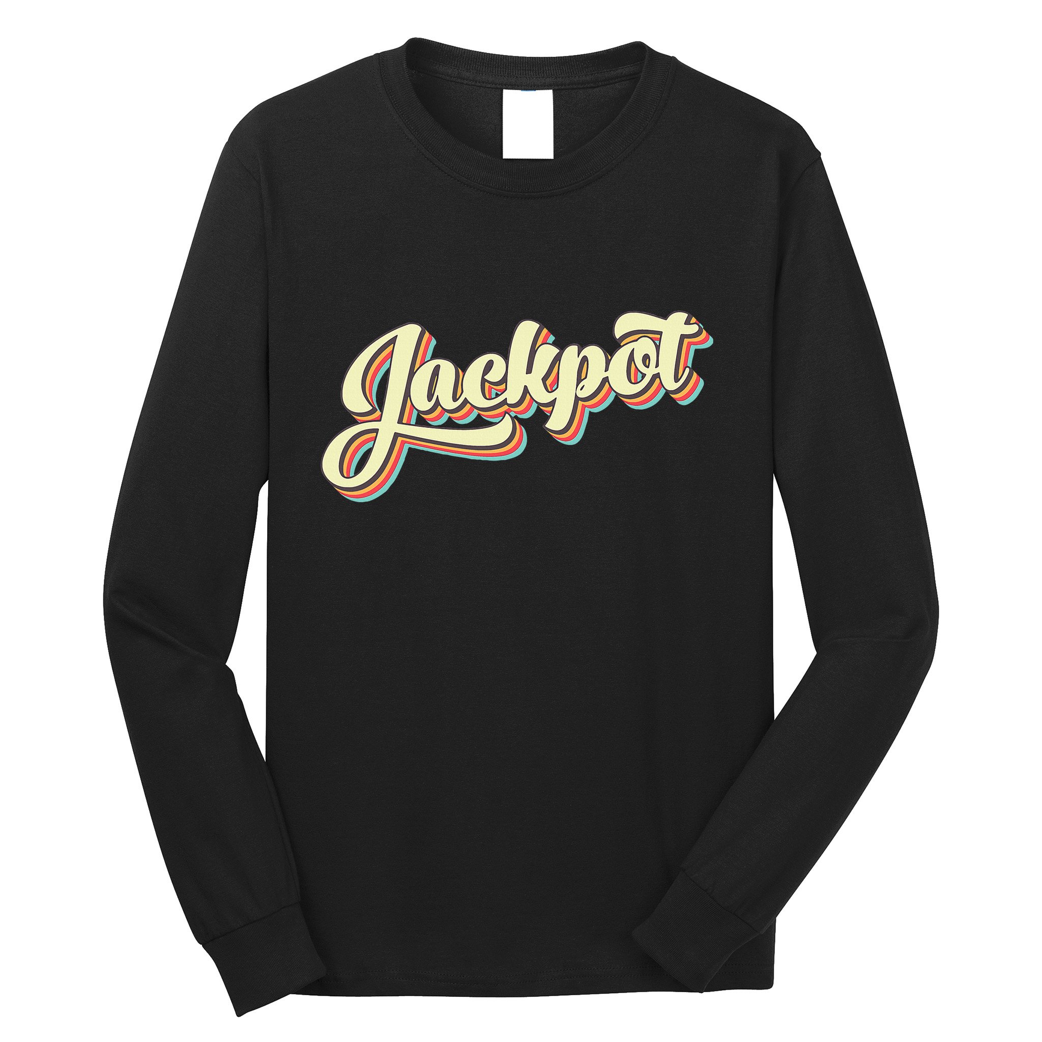 Jackpot Retro Art Baseball Font Vintage Long Sleeve Shirt
