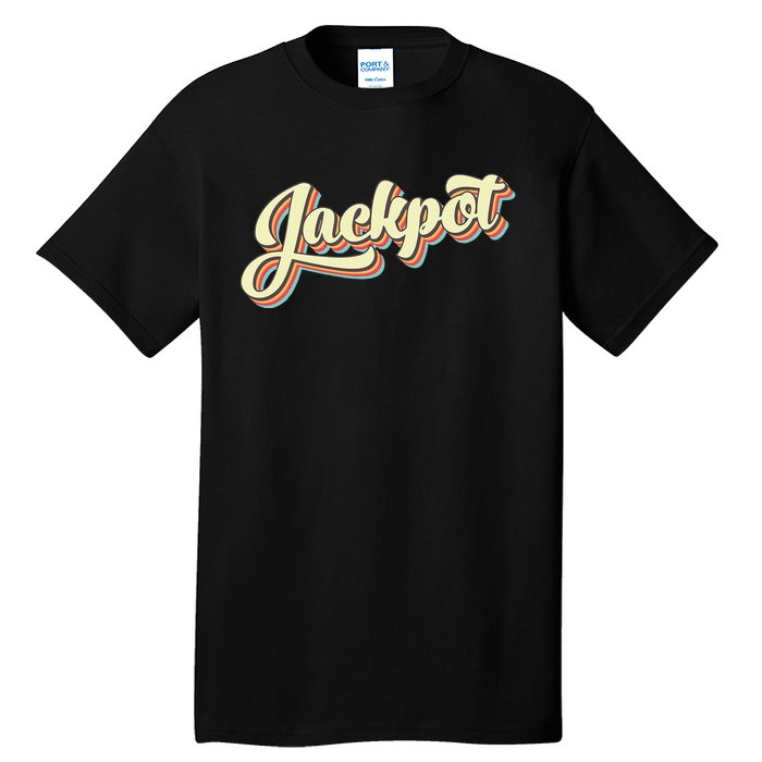 Jackpot Retro Art Baseball Font Vintage Tall T-Shirt