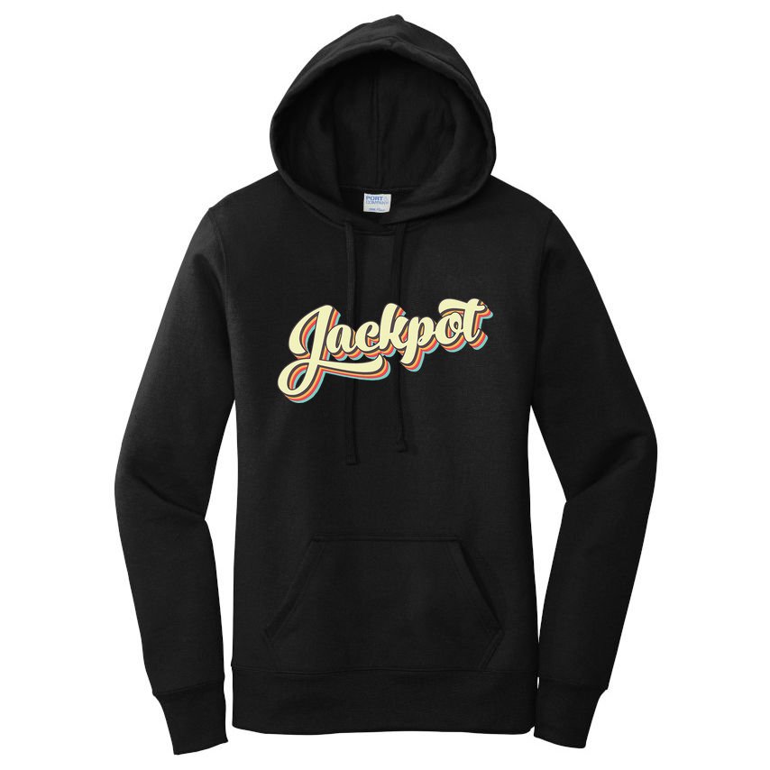 Jackpot Retro Art Baseball Font Vintage Women's Pullover Hoodie