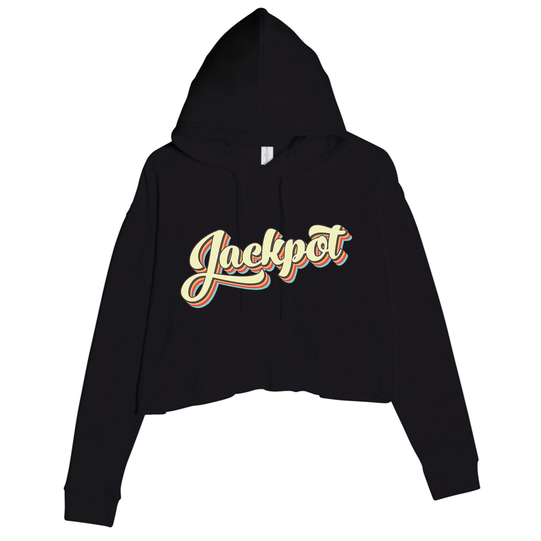Jackpot Retro Art Baseball Font Vintage Crop Fleece Hoodie