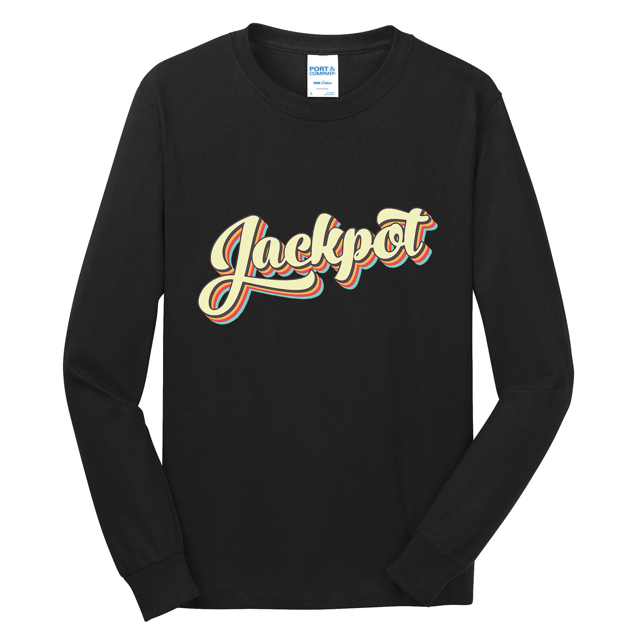 Jackpot Retro Art Baseball Font Vintage Tall Long Sleeve T-Shirt