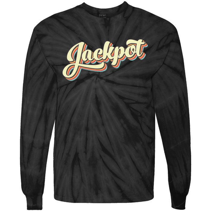 Jackpot Retro Art Baseball Font Vintage Tie-Dye Long Sleeve Shirt