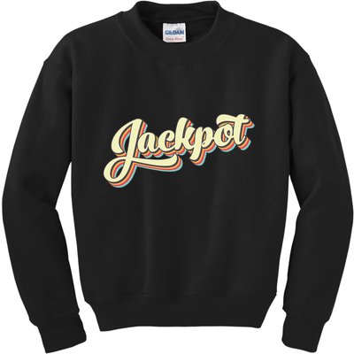 Jackpot Retro Art Baseball Font Vintage Kids Sweatshirt