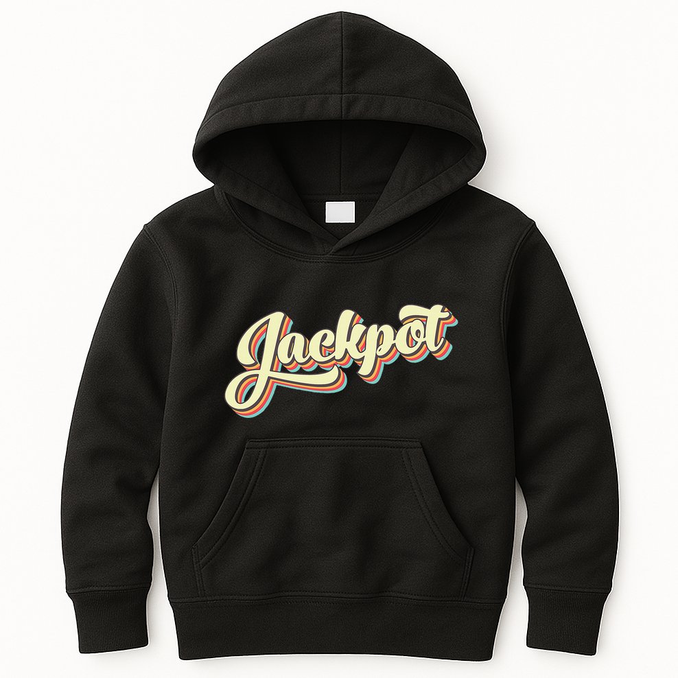 Jackpot Retro Art Baseball Font Vintage Kids Hoodie