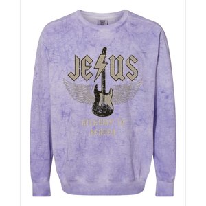 Jesus Rock And Roll Christian Music Worship Bible Verse Colorblast Crewneck Sweatshirt