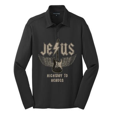 Jesus Rock And Roll Christian Music Worship Bible Verse Silk Touch Performance Long Sleeve Polo