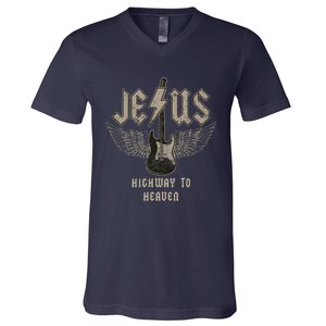 Jesus Rock And Roll Christian Music Worship Bible Verse V-Neck T-Shirt