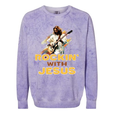 Jesus Rock And Roll Jesus Is King Meme Colorblast Crewneck Sweatshirt