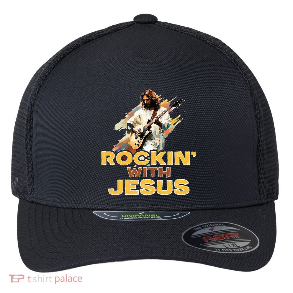 Jesus Rock And Roll Jesus Is King Meme Flexfit Unipanel Trucker Cap