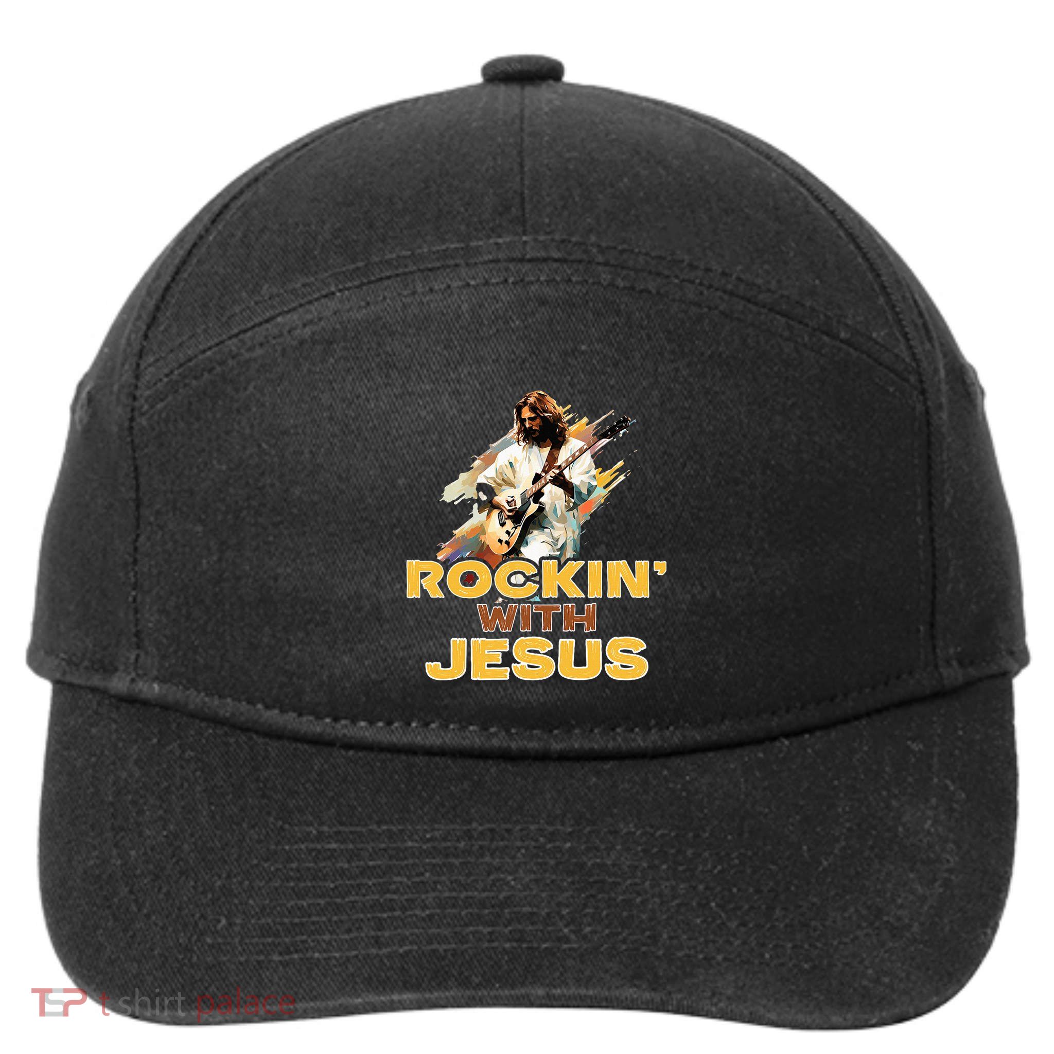 Jesus Rock And Roll Jesus Is King Meme 7-Panel Snapback Hat