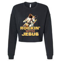 Jesus Rock And Roll Jesus Is King Meme Cropped Pullover Crew
