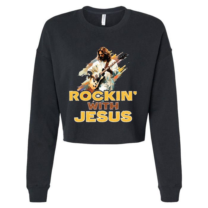 Jesus Rock And Roll Jesus Is King Meme Cropped Pullover Crew