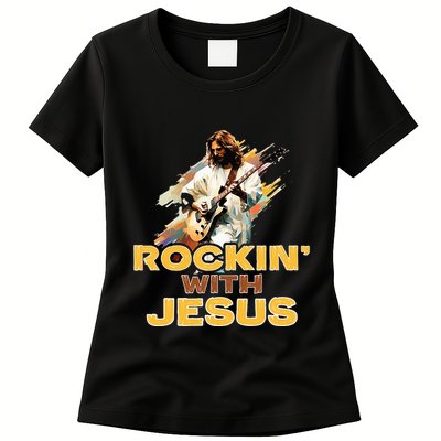 Jesus Rock And Roll Jesus Is King Meme Womens T-Shirt