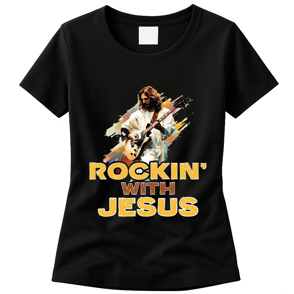 Jesus Rock And Roll Jesus Is King Meme Womens T-Shirt