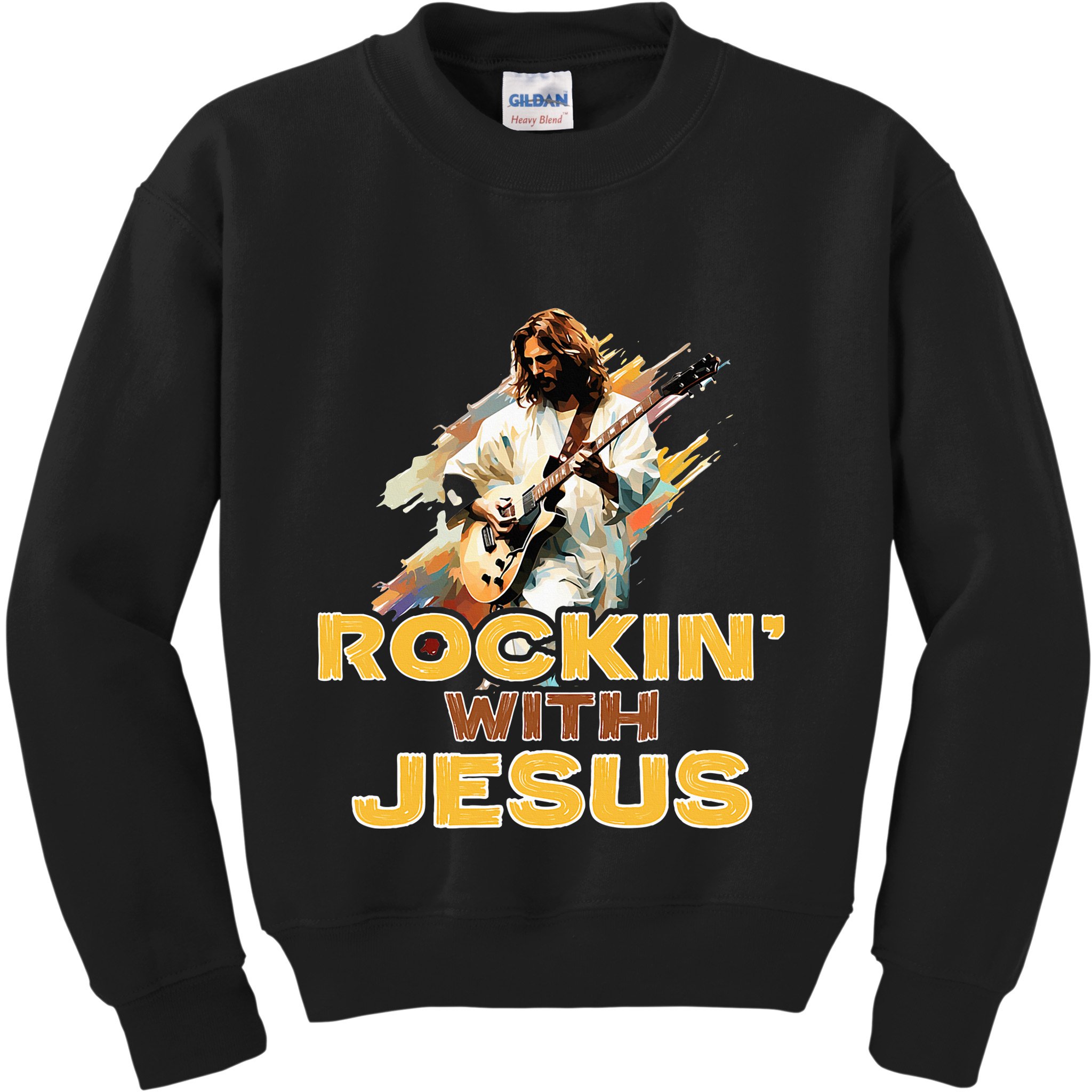 Jesus Rock And Roll Jesus Is King Meme Kids Sweatshirt