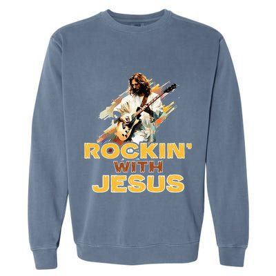 Jesus Rock And Roll Jesus Is King Meme Garment-Dyed Sweatshirt