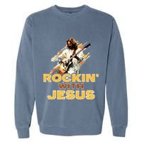 Jesus Rock And Roll Jesus Is King Meme Garment-Dyed Sweatshirt