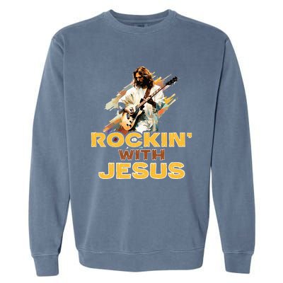 Jesus Rock And Roll Jesus Is King Meme Garment-Dyed Sweatshirt