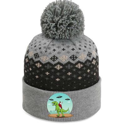 Jesus Riding A Dinosaur Funny Bigfoot UFO Alien Abduction The Baniff Cuffed Pom Beanie