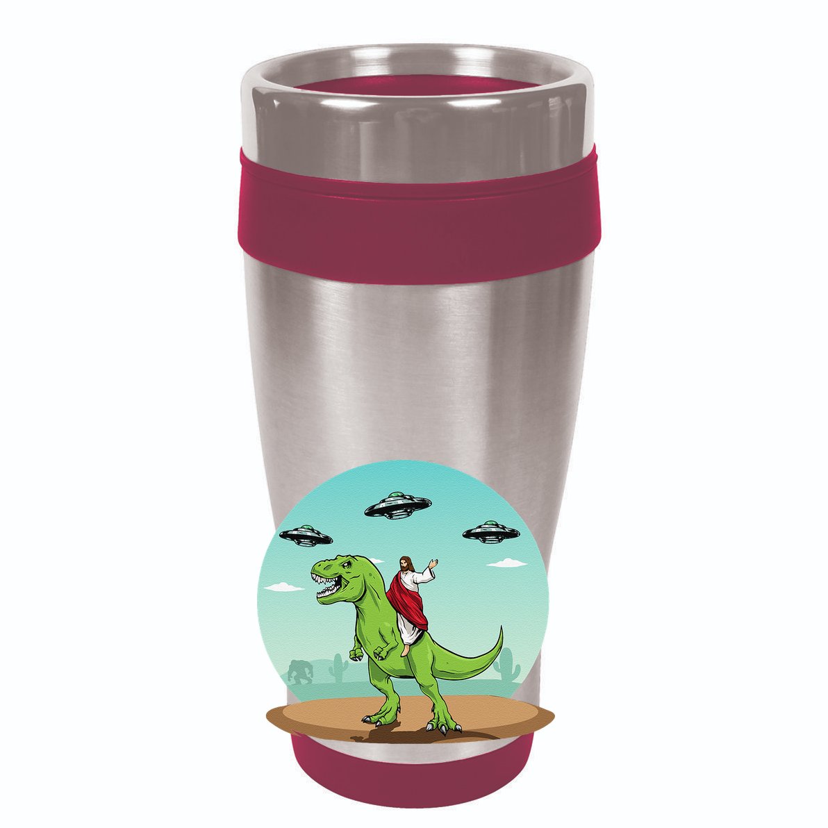 Jesus Riding A Dinosaur Funny Bigfoot UFO Alien Abduction Impact Tech Backpack