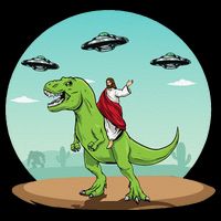 Jesus Riding A Dinosaur Funny Bigfoot UFO Alien Abduction Impact Tech Backpack