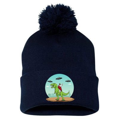 Jesus Riding A Dinosaur Funny Bigfoot UFO Alien Abduction Pom Pom 12in Knit Beanie