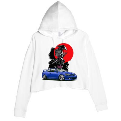 Jdm Rsx Auto Tuning Japan Samurai Sun Drift Crop Fleece Hoodie