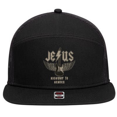 Jesus Rock And Roll Christian Music Worship 7 Panel Mesh Trucker Snapback Hat