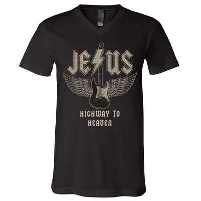 Jesus Rock And Roll Christian Music Worship V-Neck T-Shirt
