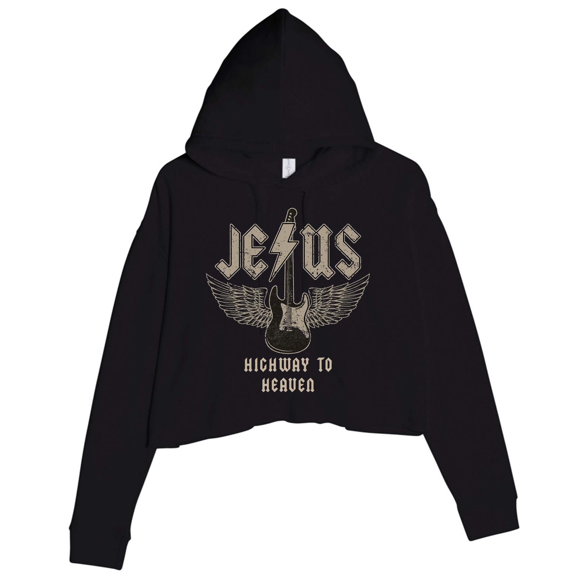Jesus Rock And Roll Christian Music Worship Crop Fleece Hoodie