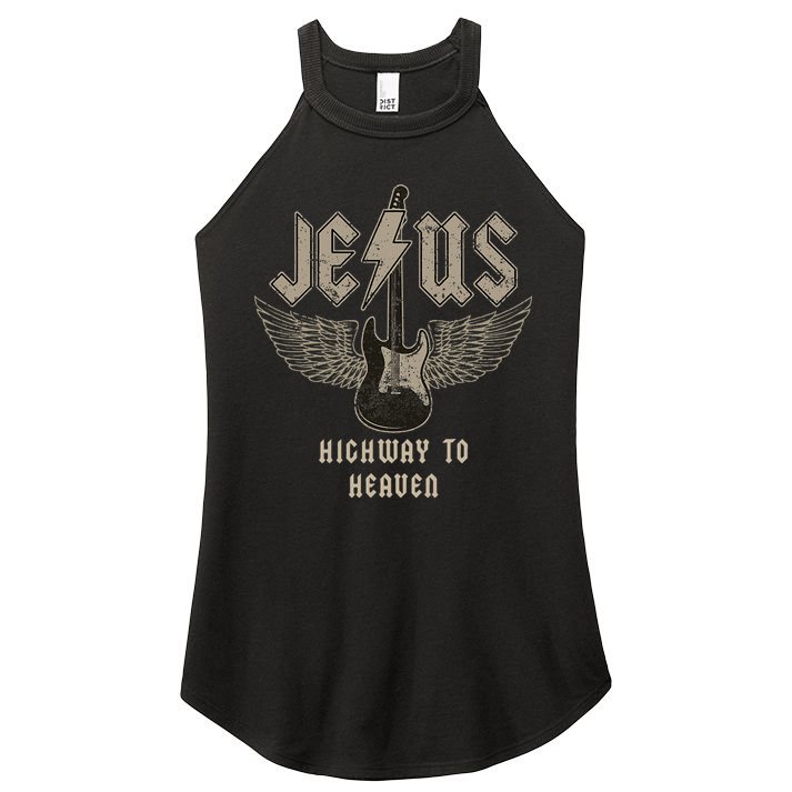 Jesus Rock And Roll Christian Music Worship Women's Perfect Tri Rocker Tank
