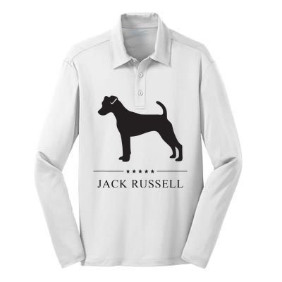 Jack Russell Black Silhouette Silk Touch Performance Long Sleeve Polo