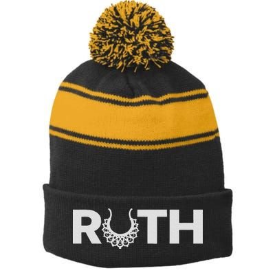 Justice Ruth Bader Ginsburg Truth Dissent Rbg Stripe Pom Pom Beanie